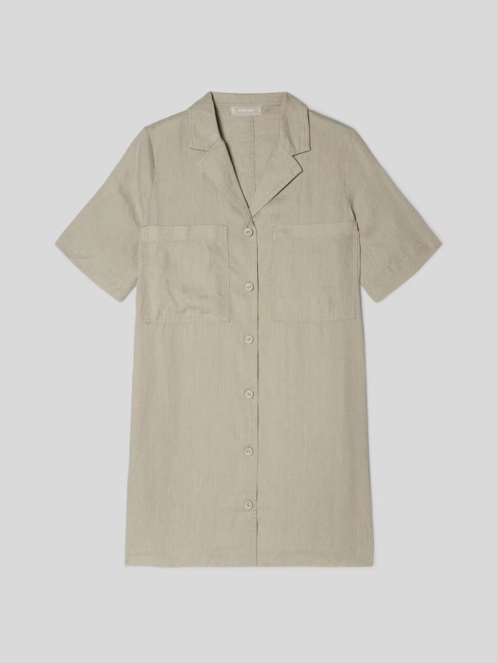 Everlane Seagrass Green Linen Notch Workwear Shirtdress Size Medium - Picture 3 of 15